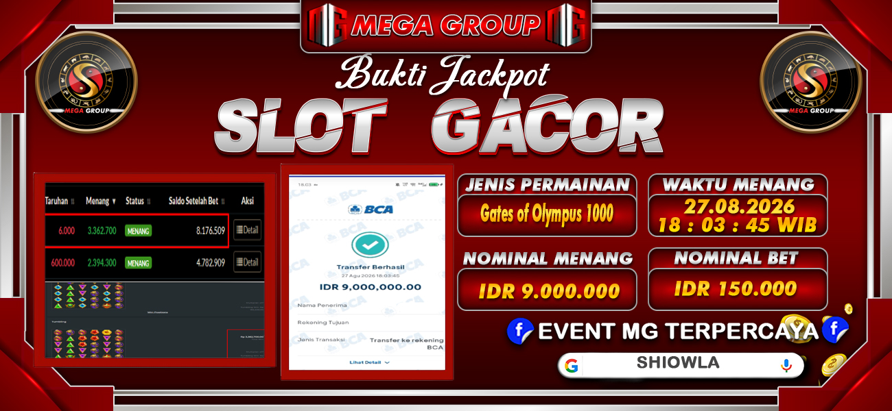 Bukti JP situs Shiowla hari Kamis, 27 Agustus 2026