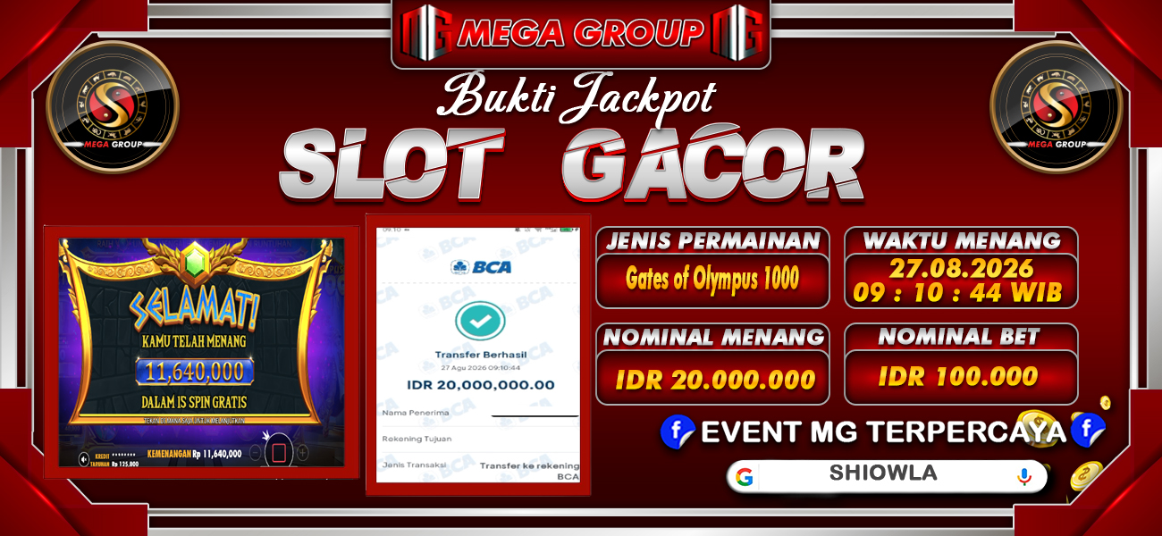 Bukti JP situs Shiowla hari Kamis, 27 Agustus 2026